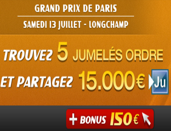 15 000 € à se partager chez Zeturf.fr à l'occasion du Grand Prix de Paris