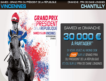 30 000 € à se partager sur PMU.fr à l'occasion du week-end du Prix de Diane 2013