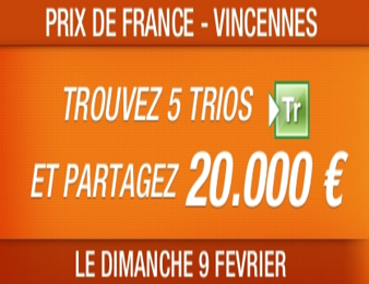 À l'occasion de la réunion du Grand Prix de France, 20 000 € à se partager chez Zeturf.fr