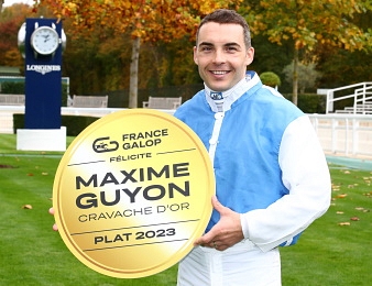 Maxime Guyon remporte la Cravache d'or 2023.