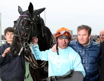Utoky, Franck Nivard et Franck Leblanc lors de leur sacre de Prix de Vincennes
